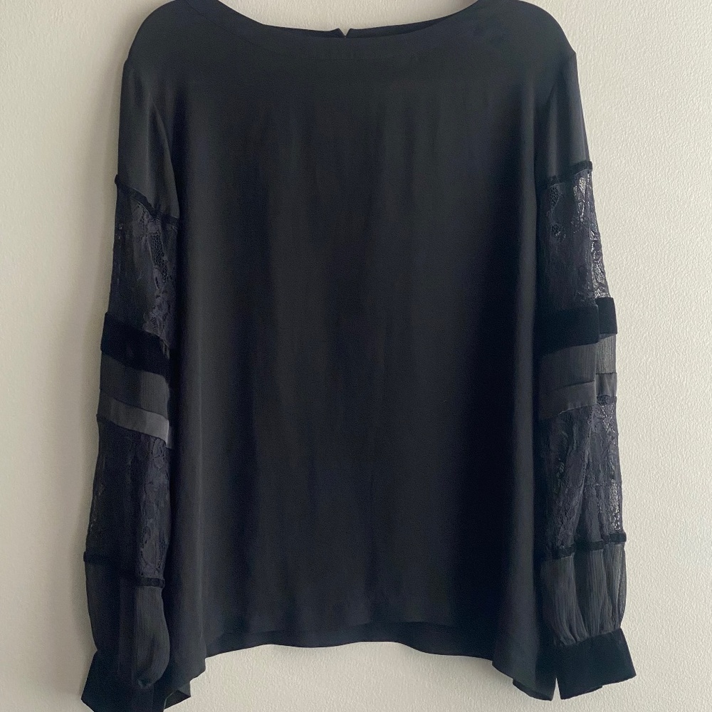 Loft black lace and velvet blouse